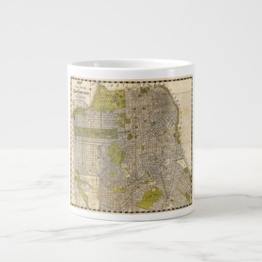 1932サンフランシスコ・カリフォルニアのキャンドレインの地図 ジャンボコーヒーマグカップ (正面)