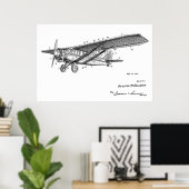 1932ヴィンテージ飛行機特許スケッチプリント ポスター (ホームオフィス)