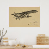 1932ヴィンテージ飛行機特許スケッチプリント ポスター (キッチン)