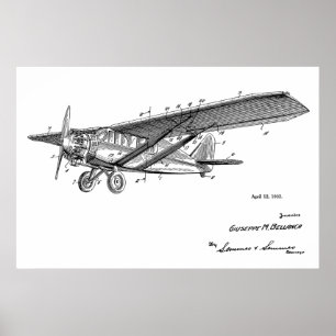 1932年のヴィンテージの飛行機のパテントの芸術のスケッチのプリント ポスター