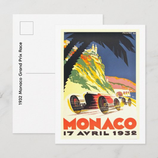 1932年モナコグランプリ ポストカード (正面/裏面)