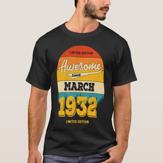 1932年以来2023年3月91素晴らし日誕生日 Tシャツ (正面)