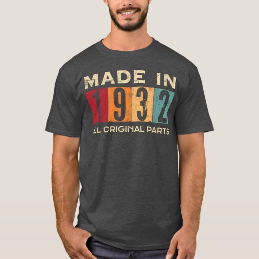 1932年製 90歳の誕生日 90 オールオリジナルP レトロ Tシャツ (正面)