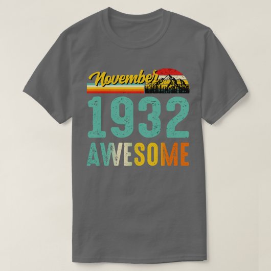 1932年11月誕生日ギフトシャツヴィンテージ11月 Tシャツ (デザイン正面)