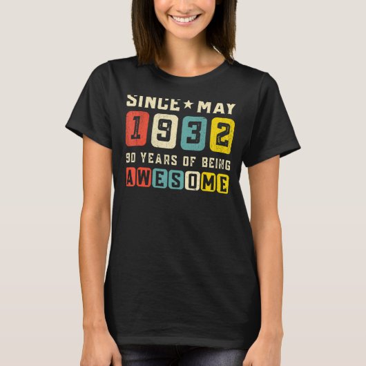 1932年5月素晴らしからの90誕生日ヴィンテージ Tシャツ (正面)