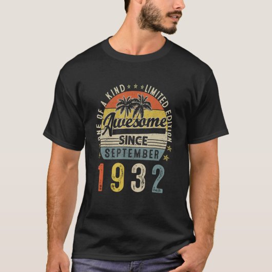1932年9素晴らし月以来91回目の誕生日91年 Tシャツ (正面)