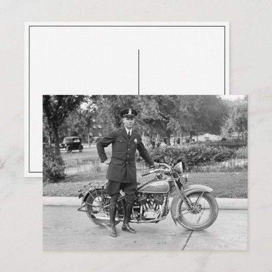 1932年、D.C.バイク警官 ポストカード (正面/裏面)