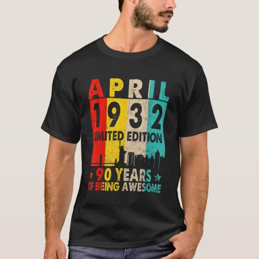 1932素晴らし年4月から90番目の誕生日ヴィンテージRet Tシャツ (正面)