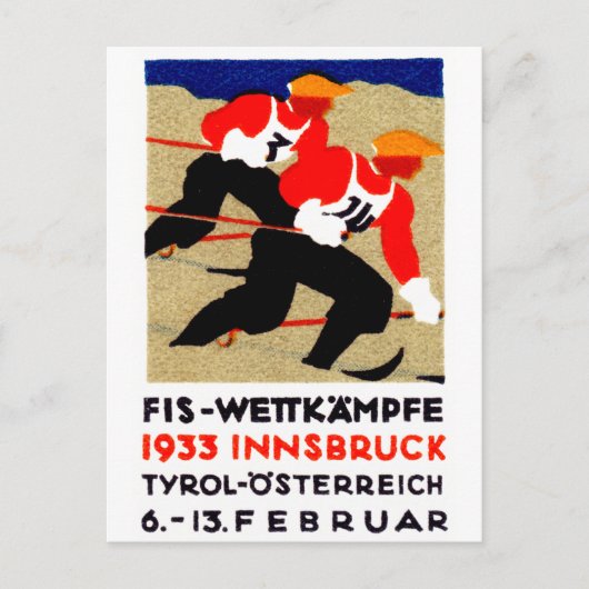 1933オーストリアスキレースポスター ポストカード (正面)