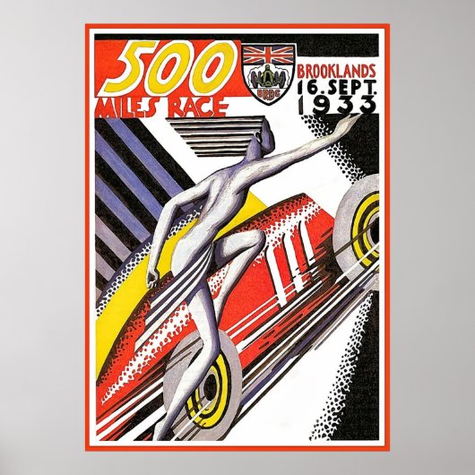 1933ブルックランズ500マイルズレースヴィンテージポスター ポスター (正面)