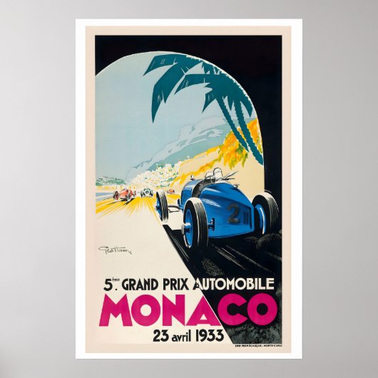 1933モナコグランプリ ヴィンテージ レース ポスター (正面)