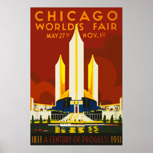 1933年のシカゴ世界のフェアセンチュリー・オブ・プログレス ポスター