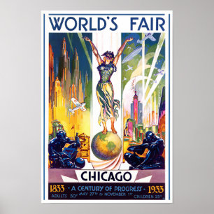 1933年シカゴ世界博覧会のヴィンテージ旅行ポスター ポスター