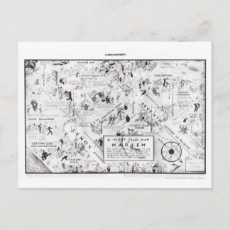 1933年ハーレムのナイトクラブの地図 ポストカード