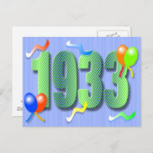 1933年誕生日180番はがき ポストカード (正面/裏面)