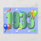 1933年誕生日180番はがき ポストカード (正面)