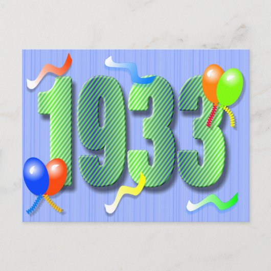 1933年誕生日180番はがき ポストカード (正面)