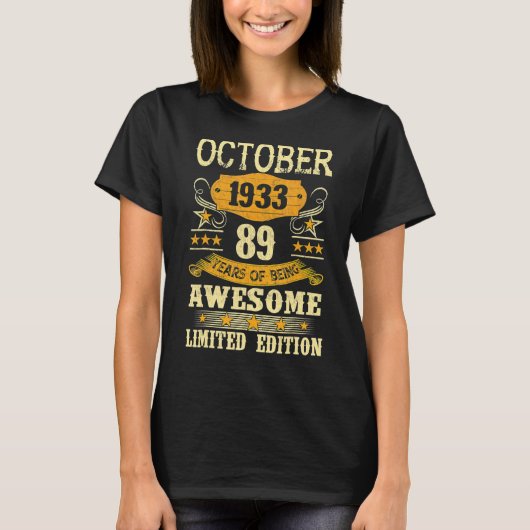 1933年10月89歳素晴らし年 Tシャツ (正面)