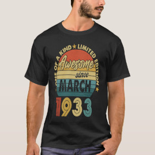 1933年3素晴らし月90日生以来90歳 Tシャツ