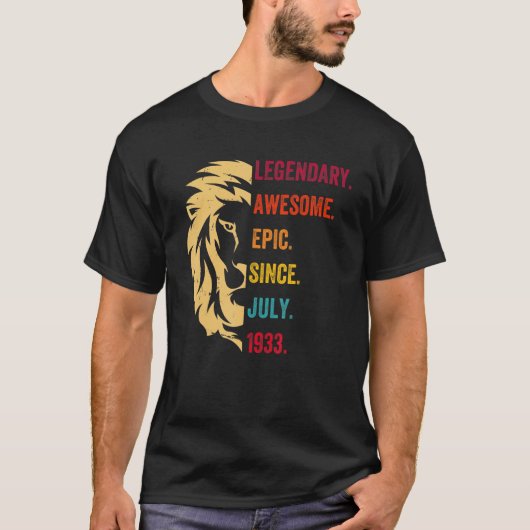 1933年7月89誕生日以来89歳の伝説 Tシャツ (正面)