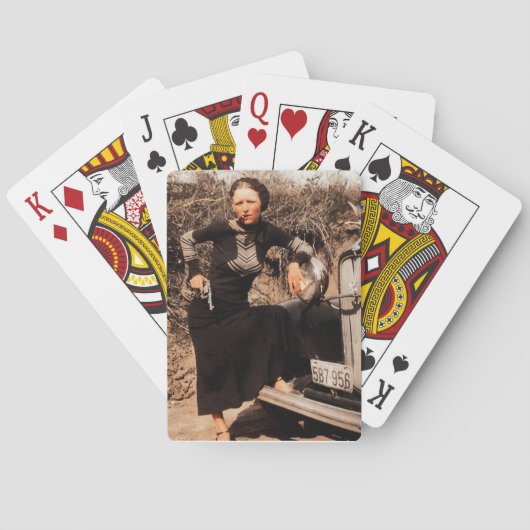 1933年 ボニー・パーカーがタバコを吸う カラー トランプ (裏面)