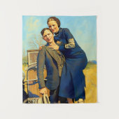 1933年 ボニー・パーカー クライド・バロウ 偽物絵画 タペストリー (正面)