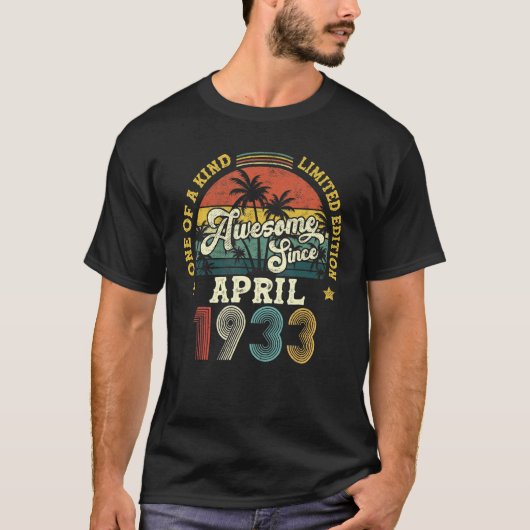1933素晴らし年4月以来ヴィンテージ89誕生日 Tシャツ (正面)
