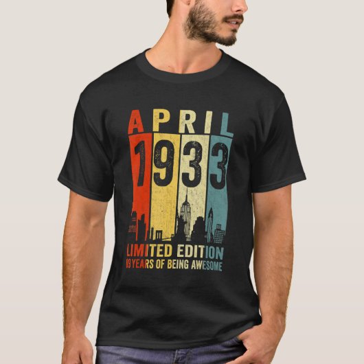 1933素晴らし年4月以来89番目の誕生日ヴィンテージRet Tシャツ (正面)