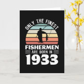 1933 90生まれ年の漁師の誕生日魚釣りギフト カード (黄色い花)