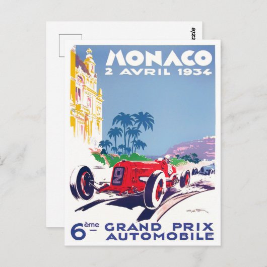1934モナコグランプリヴィンテージレースはがき ポストカード (正面/裏面)