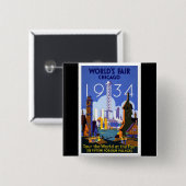 1934年のシカゴの万国博覧会 缶バッジ (正面&裏面)