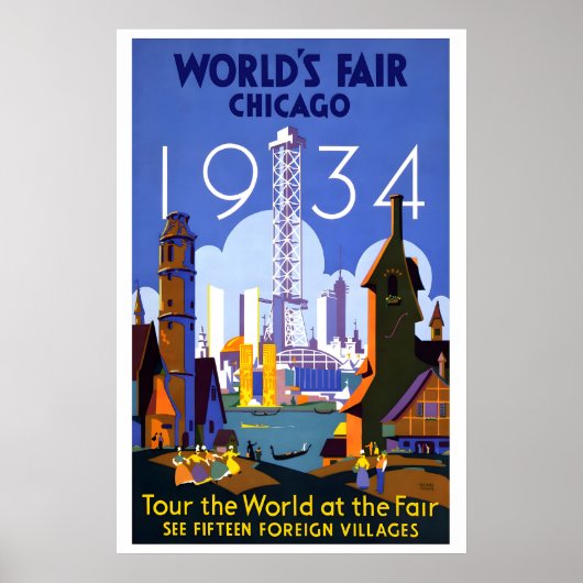 1934年シカゴ万国博覧会 ツアーワールド ビンテージ ポスター (正面)