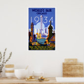 1934年シカゴ万国博覧会 ツアーワールド ビンテージ ポスター (キッチン)