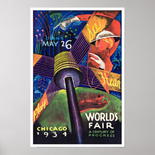 1934年シカゴ世界博覧会のヴィンテージ旅行ポスター ポスター