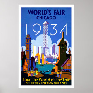 1934年シカゴ世界博覧会ヴィンテージ旅行ポスター ポスター