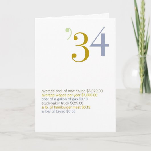 1934年誕生日おもしろい事実 カード (正面)
