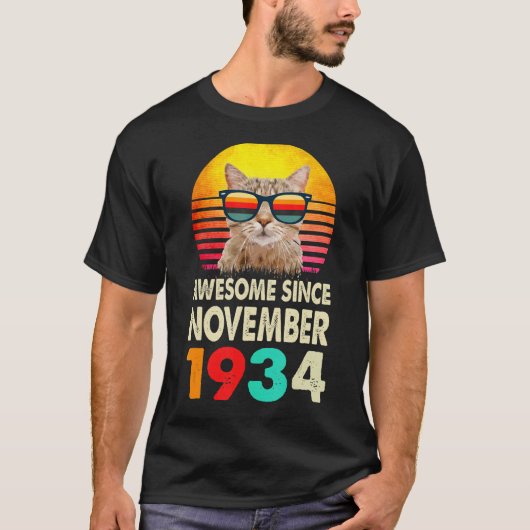 1934 素晴らし年11月88誕生日Cat Vint Tシャツ (正面)