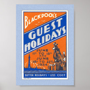 1934 BLACKPOOL UKポスタースタンプ ポスター