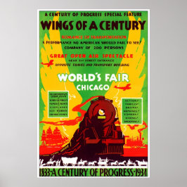 1934 Chicago Worlds Fair by Train ポスター