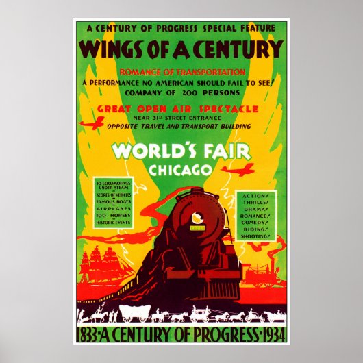 1934 Chicago Worlds Fair by Train ポスター (正面)