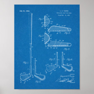 1934 Golf Club Head Patent Art Drawing Print ポスター