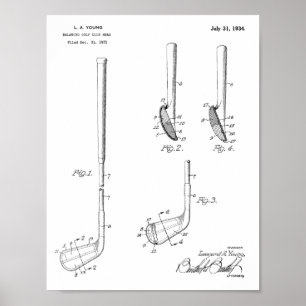 1934 Golf Club Head Patent Art Drawing Print ポスター
