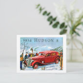 1934 Hudson 8ヴィンテージ自動車広告 ポストカード (スタンド正面)
