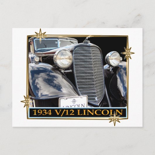 1934 V-12リンカーン ポストカード (正面)