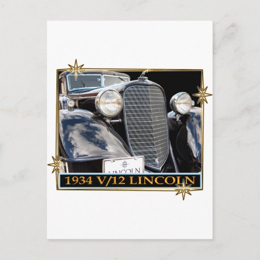 1934 V-12リンカーン ポストカード (正面)