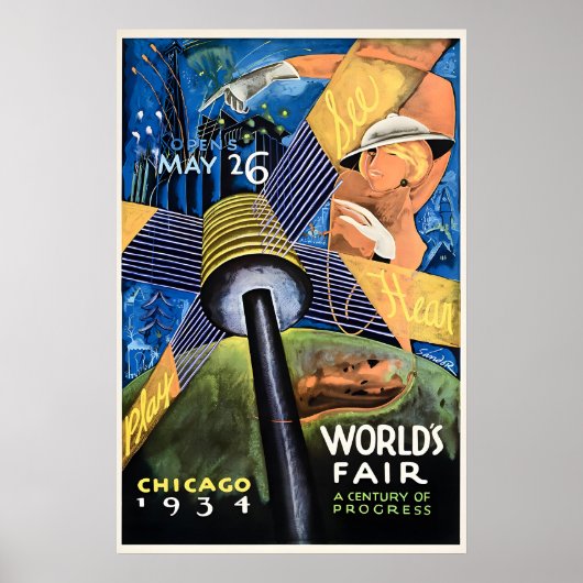 1934 World's Fair - Chicago Century of Progress ポスター (正面)