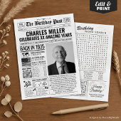 1935カスタム年新聞紙誕生日カードのトレンド シーズンカード