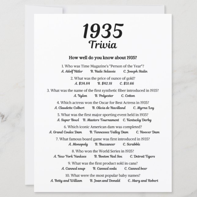 1935トリビアゲーム (正面)