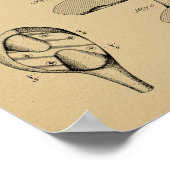 1935ドライバーゴルフクラブ特許アートスケッチプリント ポスター (角)