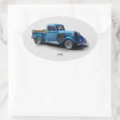 1935ブルーピックアップトラックシール 楕円形シール (バッグ)